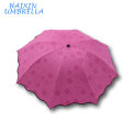 Cadeau de mode UV interne protecteur noir colle minuscule 3 pliage parapluie publicitaire